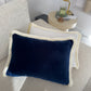 Velvet Navy Blue Cushion Cover with Cream Fringe (All Sizes)