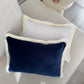 Velvet Navy Blue Cushion Cover with Cream Fringe (All Sizes)