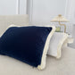 Velvet Navy Blue Cushion Cover with Cream Fringe (All Sizes)