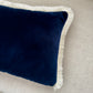 Velvet Navy Blue Cushion Cover with Cream Fringe (All Sizes)