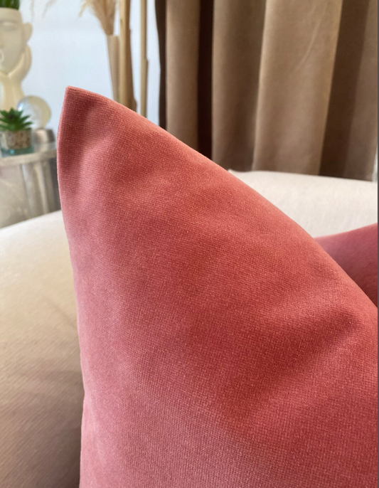 Velvet Powder Pink Cushion Cover Scatter Salmon Pink Cushion Cover (All Sizes)