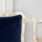 Velvet Navy Blue Cushion Cover with Cream Fringe (All Sizes)