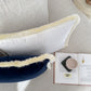 Velvet Navy Blue Cushion Cover with Cream Fringe (All Sizes)