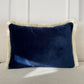 Velvet Navy Blue Cushion Cover with Cream Fringe (All Sizes)