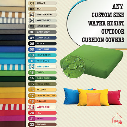 Colourful Water Resist Outdoor Cushions, Garden Cushions, Outdoor Pillow Covers, (22 Colour)