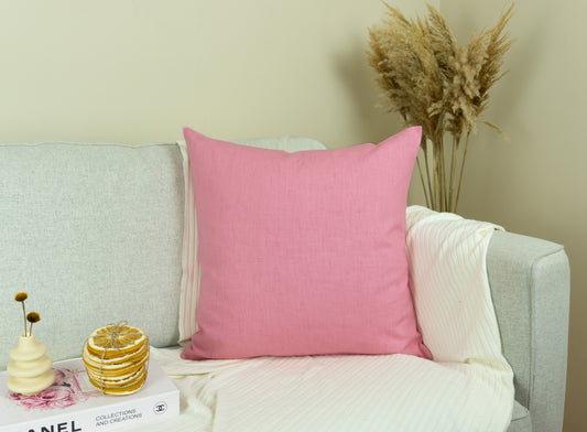 Natural Linen Pink Pillow Cover, Pink Pillowcase, Pink Cushion Cover (All Sizes)