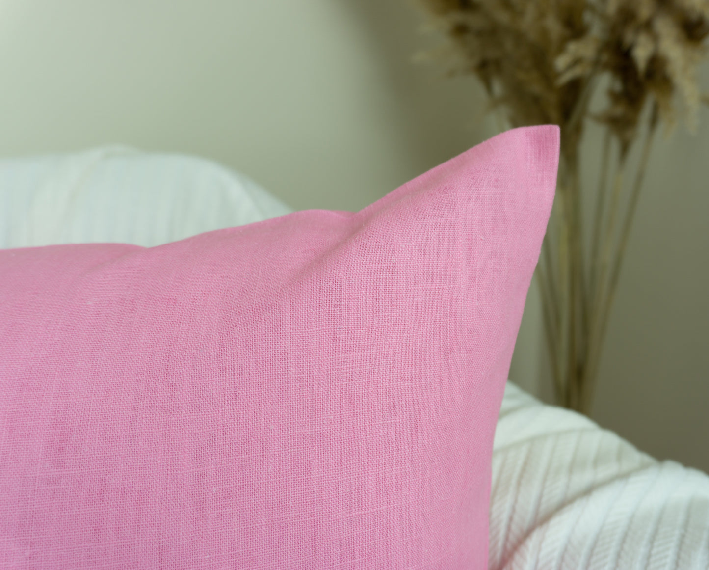 Natural Linen Pink Pillow Cover, Pink Pillowcase, Pink Cushion Cover (All Sizes)