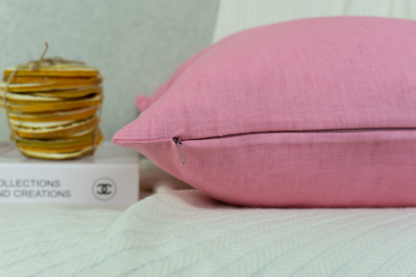 Natural Linen Pink Pillow Cover, Pink Pillowcase, Pink Cushion Cover (All Sizes)