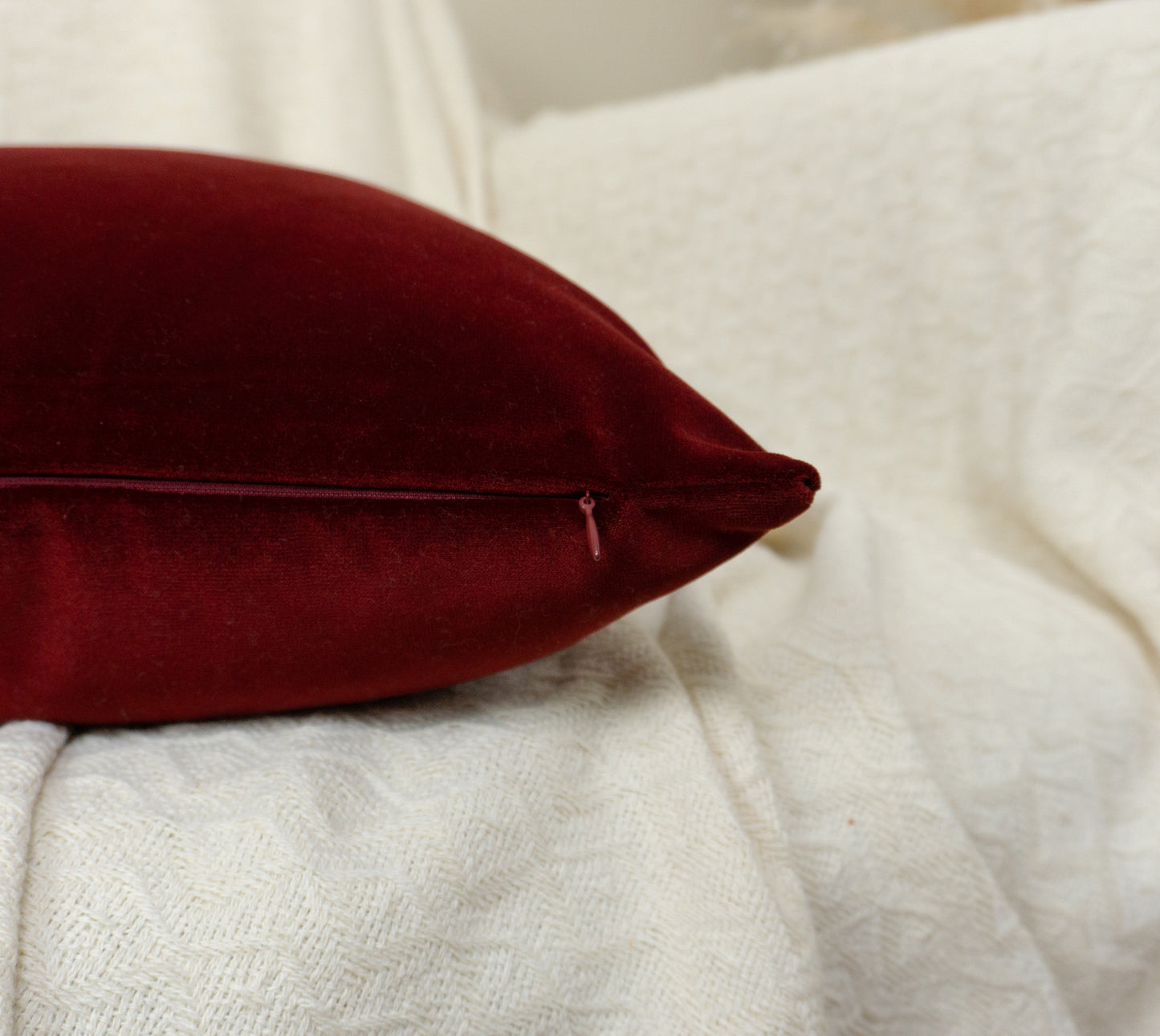 Wine Red Velvet Cushion Cover, Velvet Burgundy Pillow Cover for Christmas Decor, (All Sizes)