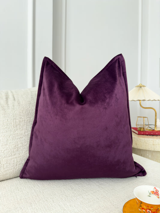 Handmade Velvet Aubergine Cushion Cover, Purple Throw Pillow cover l Cushion Cover