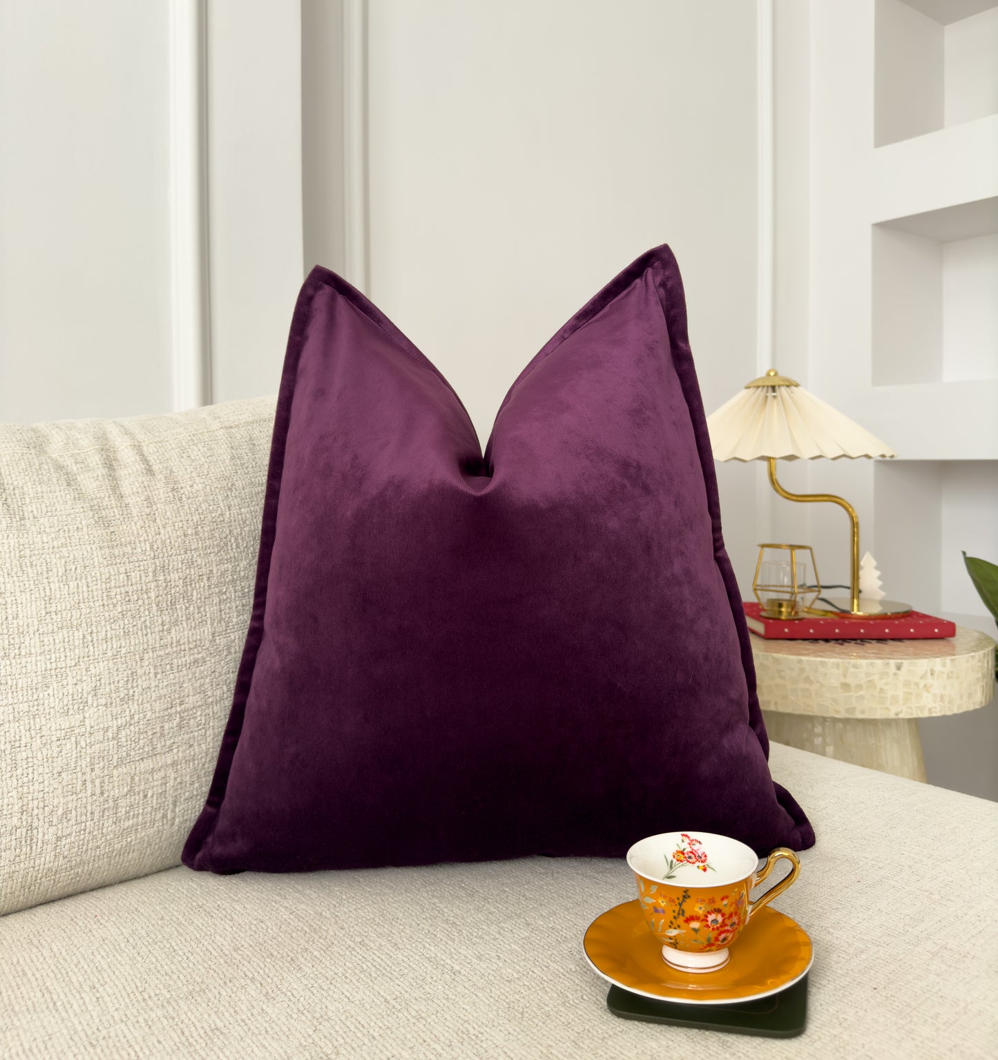 Handmade Velvet Aubergine Cushion Cover, Purple Throw Pillow cover l Cushion Cover