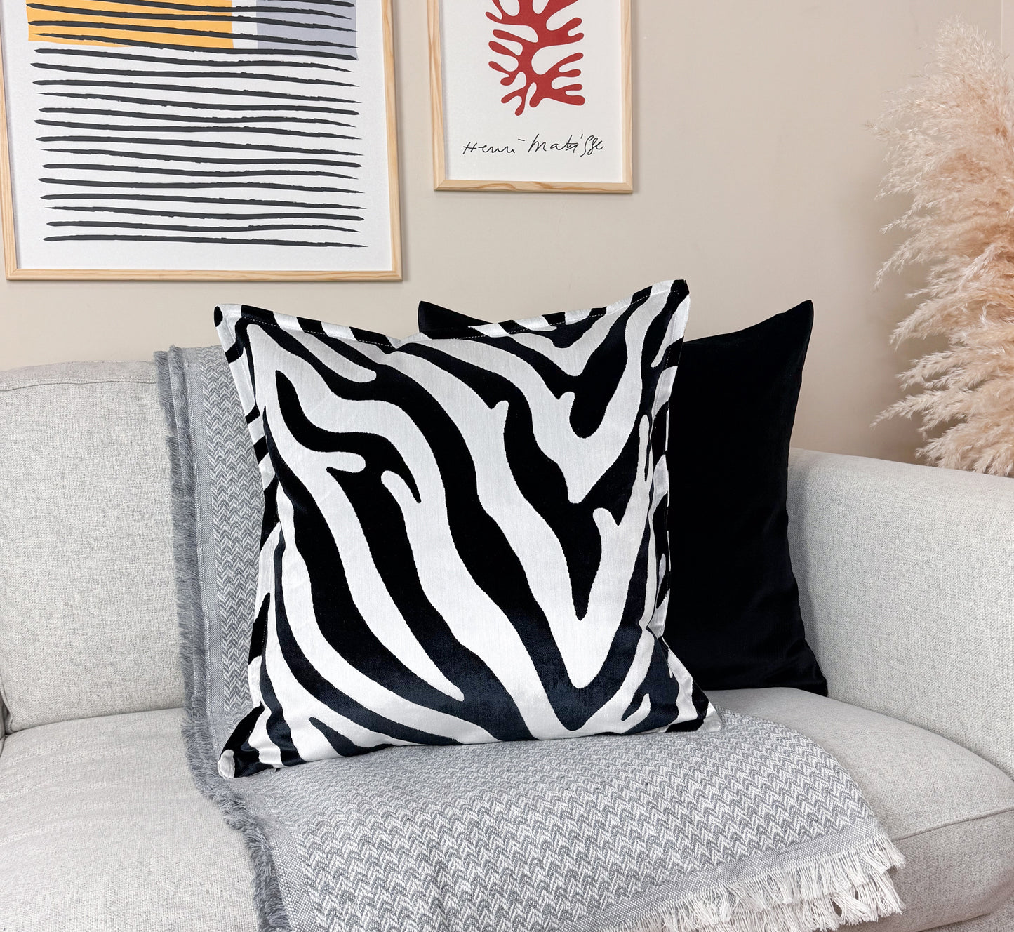 Velvet Zebra Cushion Cover Scatter Velvet Throw Pillow for Home Decor Black and White Cushion Pillow Covers (All Sizes)