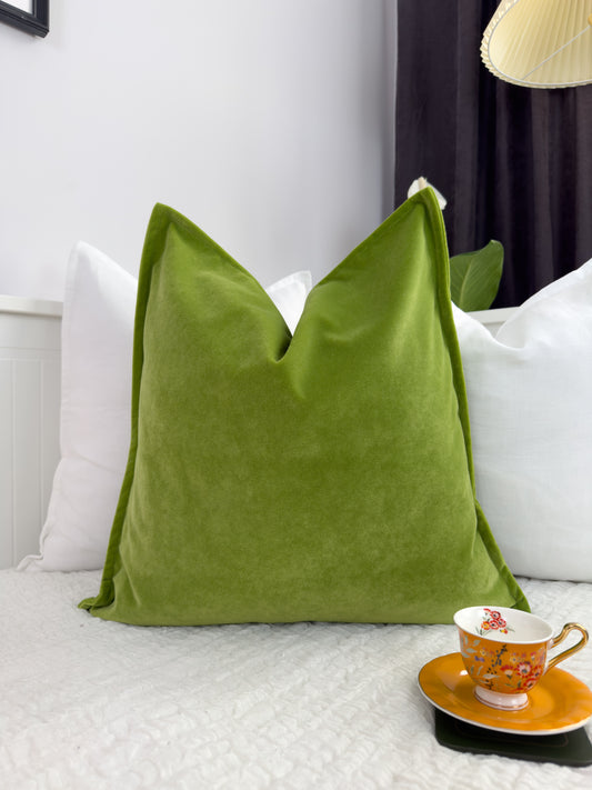 Cotton Velvet Apple Green Pillow Cover, Apple Green Velvet Cushion Cover, Green Lumbar Pillow, All size available