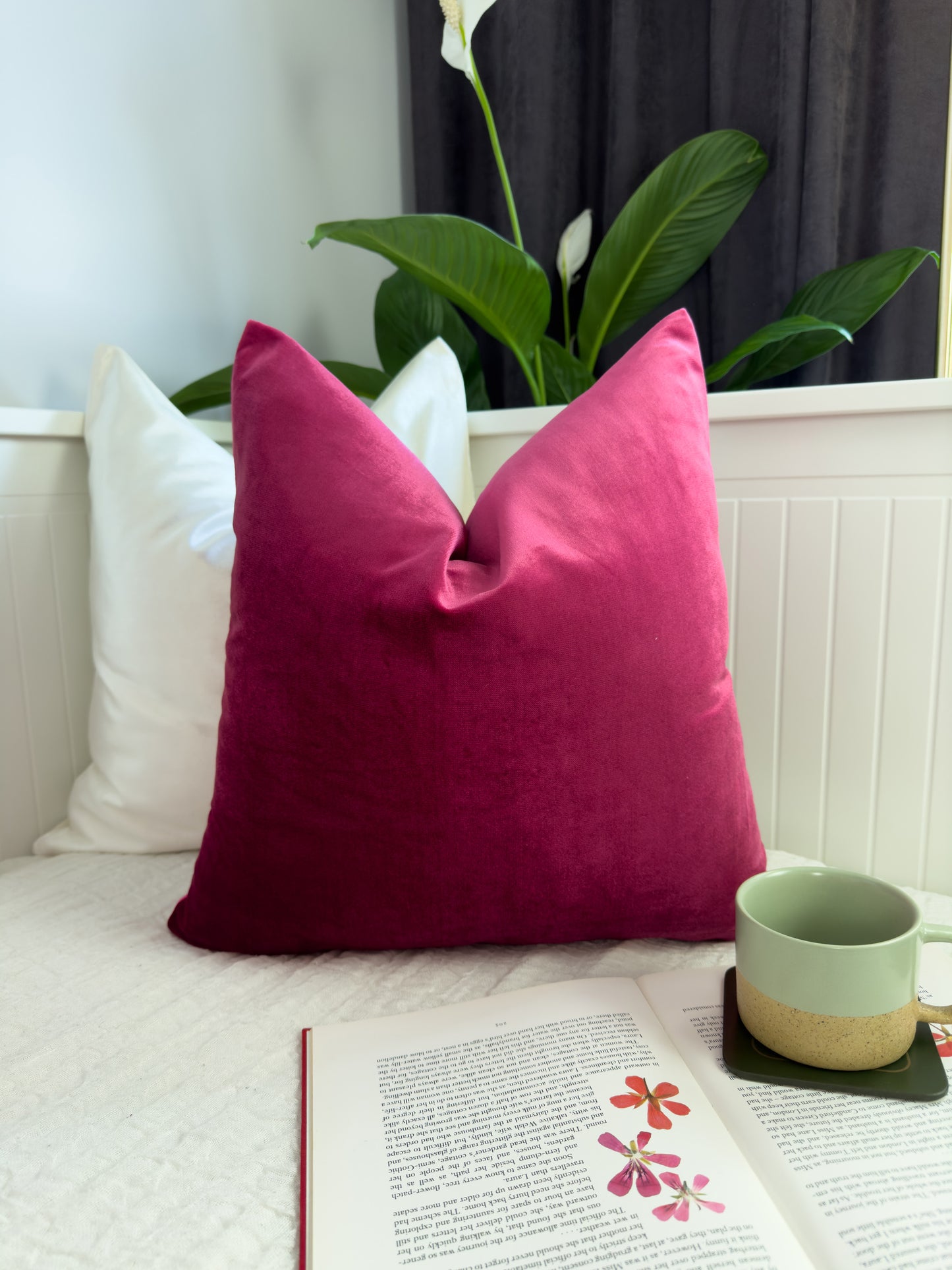 Luxury Velvet Fuchsia Pillow Cover, Fuchsia Velvet Cushion Cover, Boudoir Velvet Pillow (All Sizes)