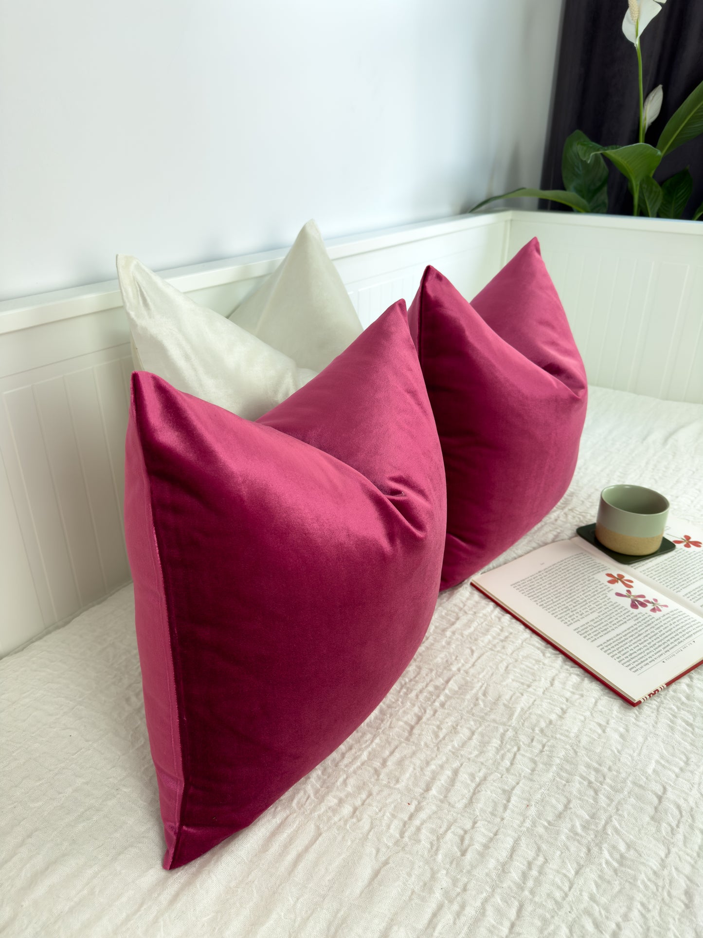 Luxury Velvet Fuchsia Pillow Cover, Fuchsia Velvet Cushion Cover, Boudoir Velvet Pillow (All Sizes)