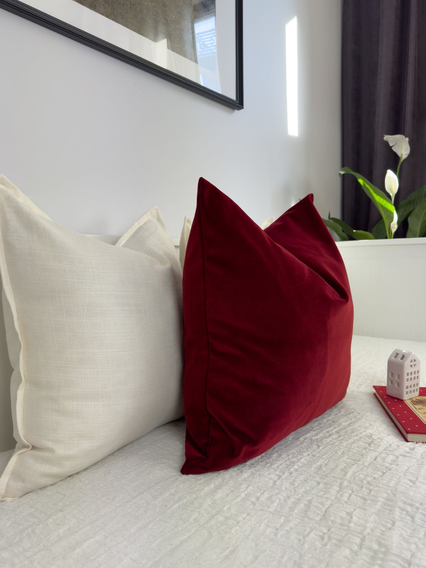 Velvet Burgundy Cushion Cover Scatter Wine Red Cushion Cover Home Decor Burgundy Throw Pillow Covers (All Sizes)