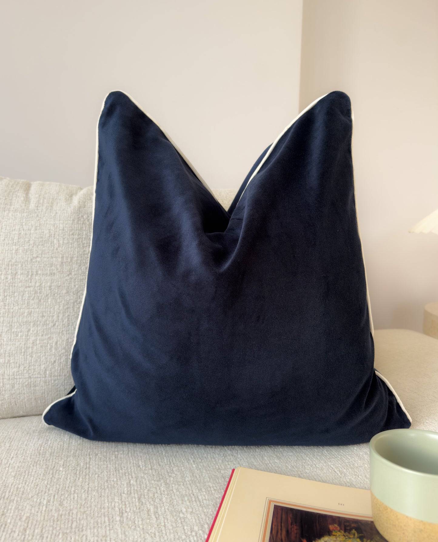 Custom Link for Navy Blue Velvet Cushion with piping