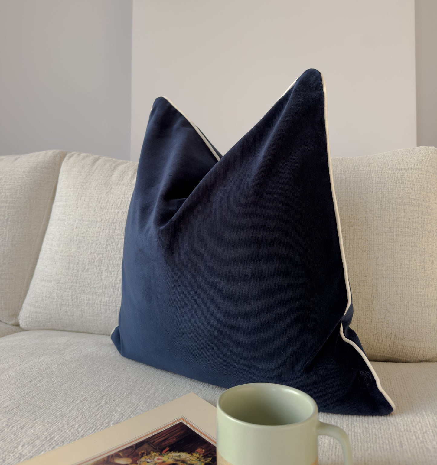 Custom Link for Navy Blue Velvet Cushion with piping