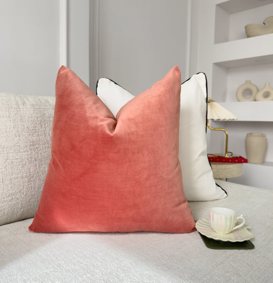 Velvet Powder Pink Cushion Cover Scatter Salmon Pink Cushion Cover (All Sizes)