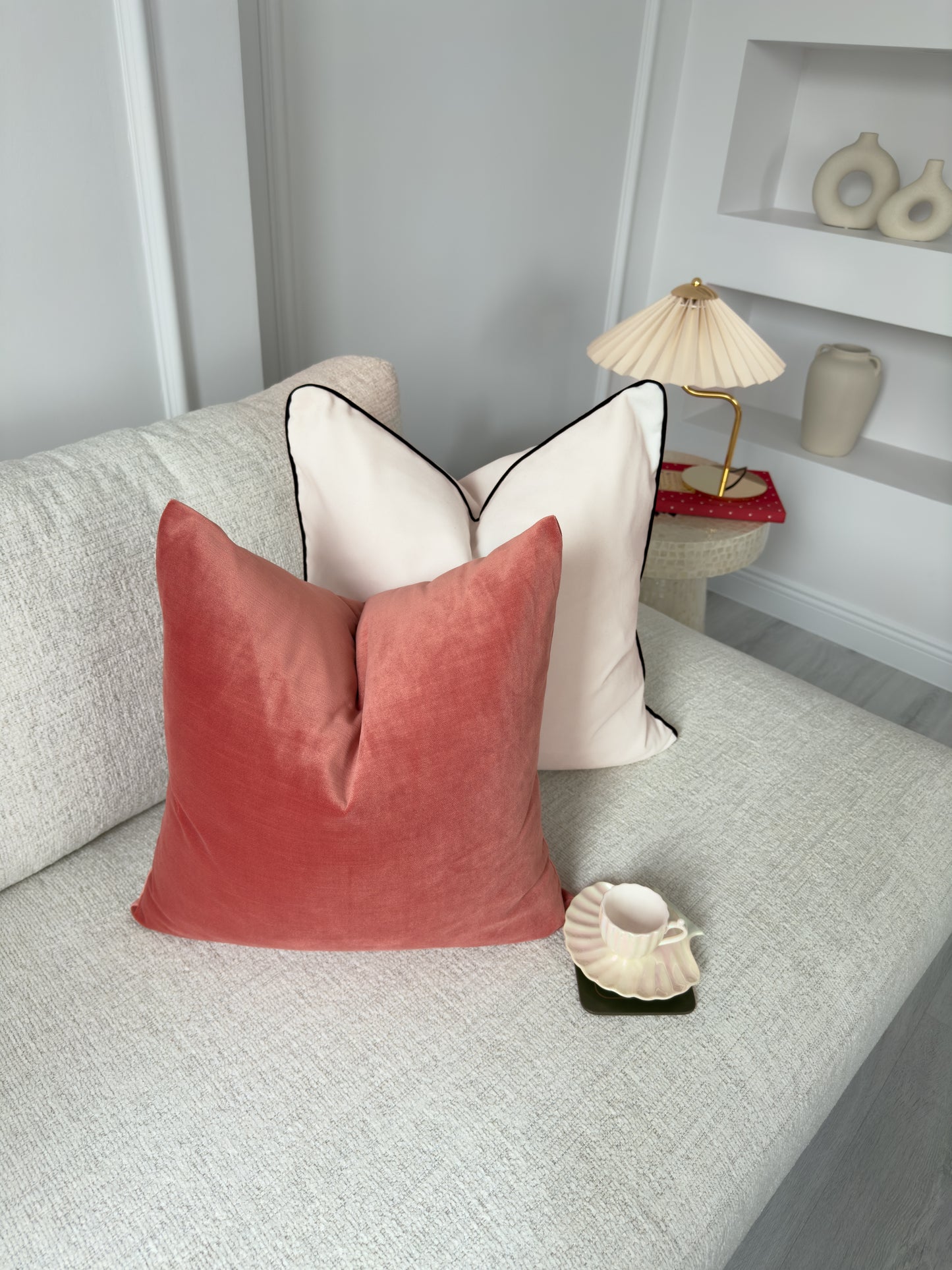 Velvet Powder Pink Cushion Cover Scatter Salmon Pink Cushion Cover (All Sizes)