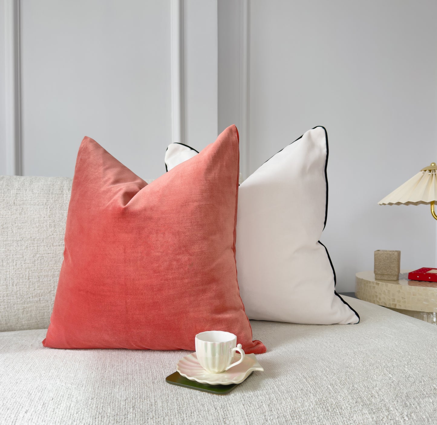 Velvet Powder Pink Cushion Cover Scatter Salmon Pink Cushion Cover (All Sizes)