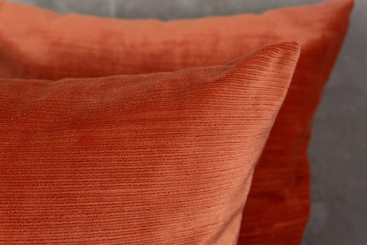 Cord Striped Velvet Orange Scatter Cushion Cover Burnt Orange Throw Pillow Cover (43x43cm)