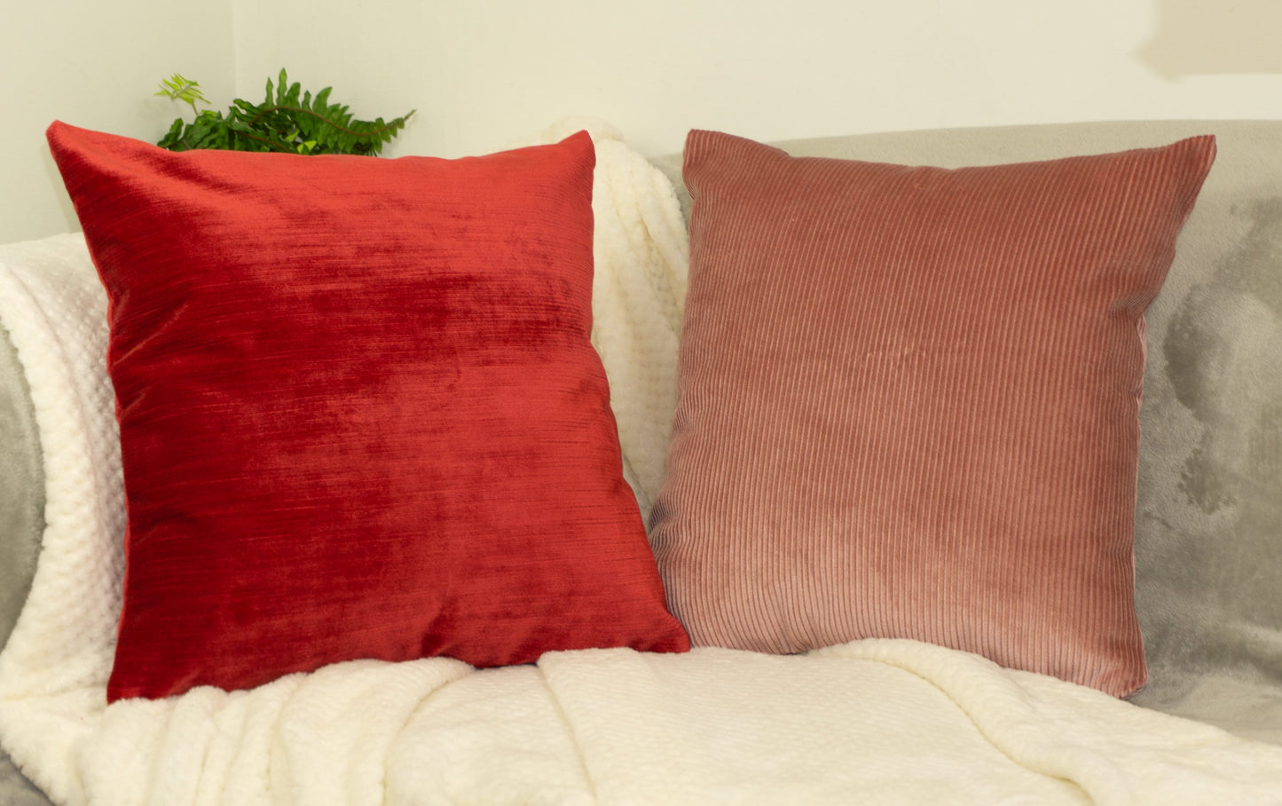 Luxury Cord Red Velvet Cushion Cover Decorative Red throw Pillow Cover 43x43cm