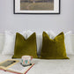 Velvet Khaki Cushion Cover Army Green Scatter Cushion Cover, Khaki Pillow Cover (All Sizes)