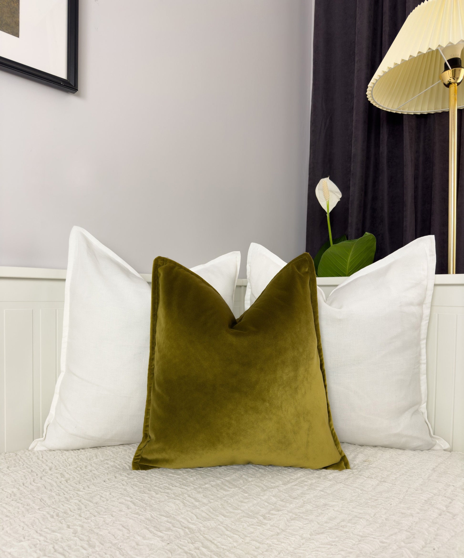 Velvet Khaki Cushion Pillow Cover