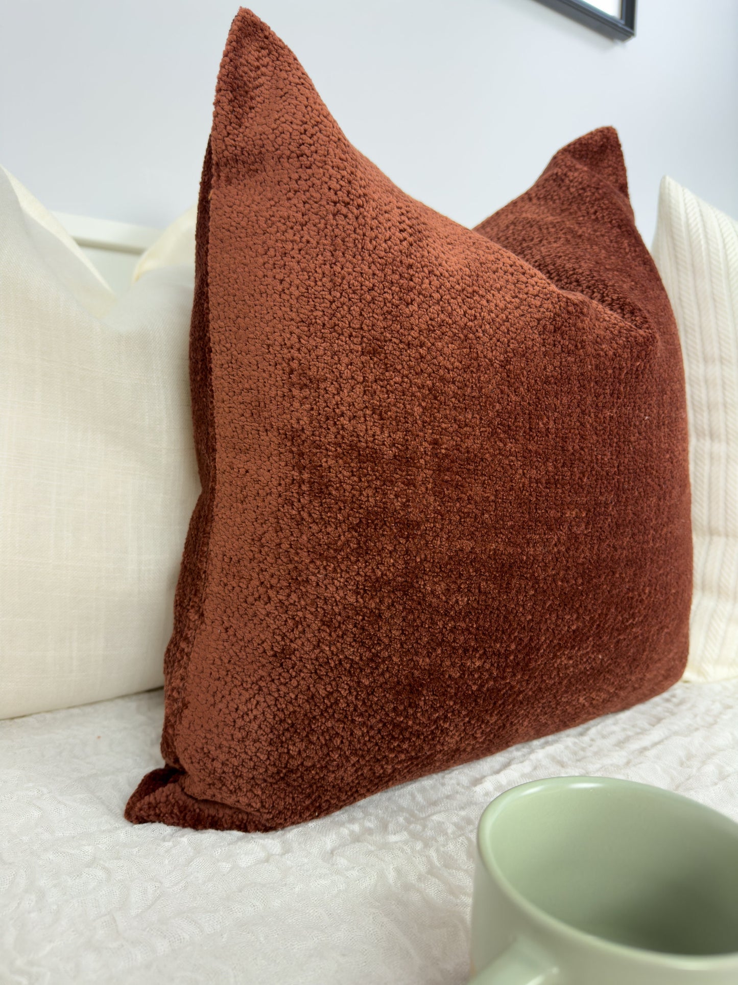 Fluffy Teddy Boucle Terracotta Scatter Cushion Cover Rust Cushion Cover Terracotta Throw Pillow for Home Decor Cushion Covers (All Sizes)