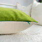 Apple Green Velvet Cosy Cream Linen Colourblock Cushion Cover, Colourblock Scatter Cushion Covers (All Sizes)