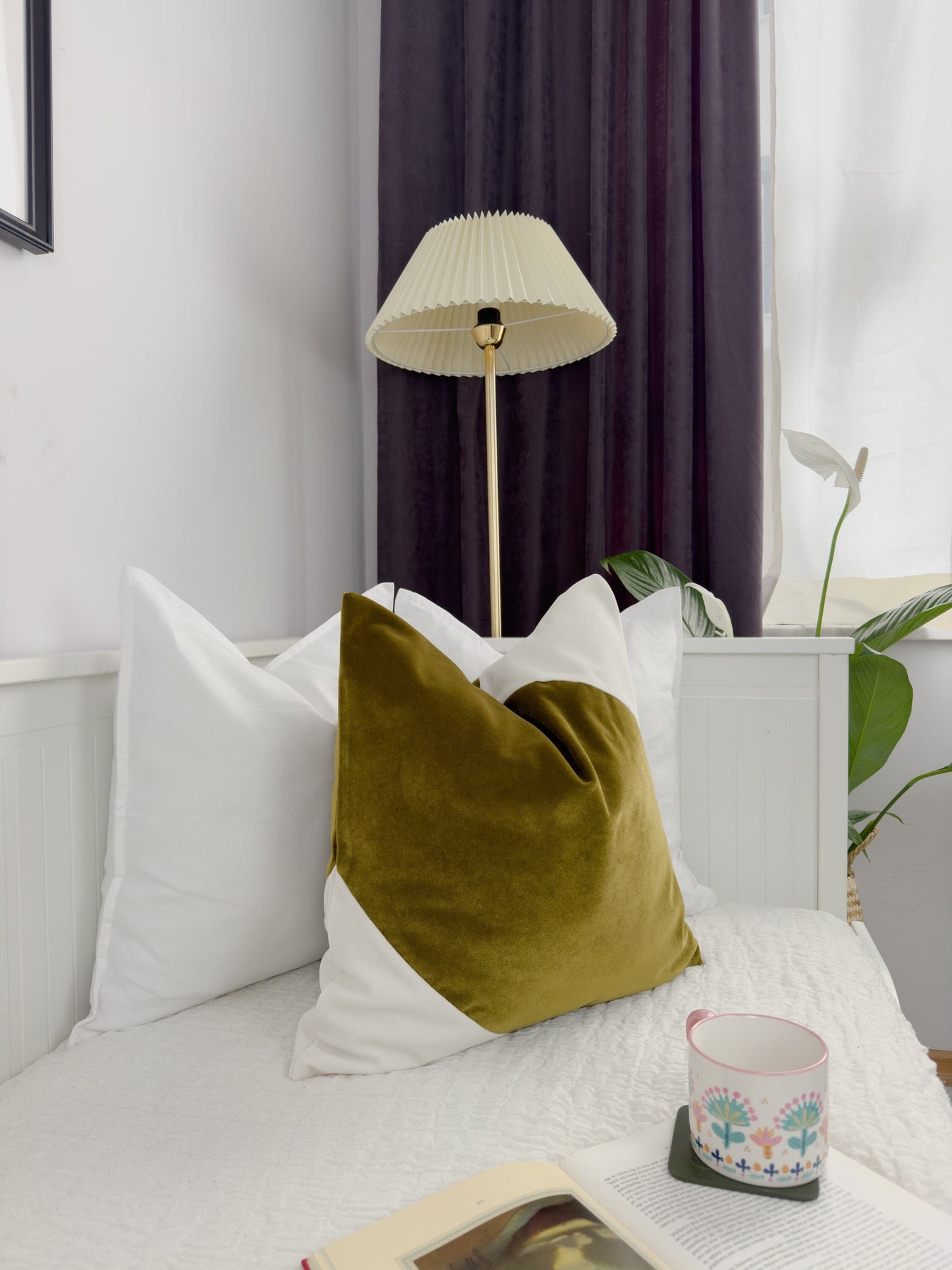 Velvet Colorblock Pillow Cushion