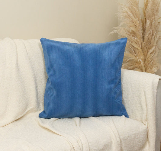 Cord Velvet Teal Blue Scatter Cushion Cover Sky Blue Striped Throw Pillow (All Sizes)