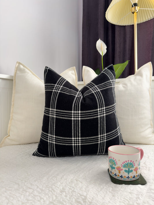 Black striped pillow cover