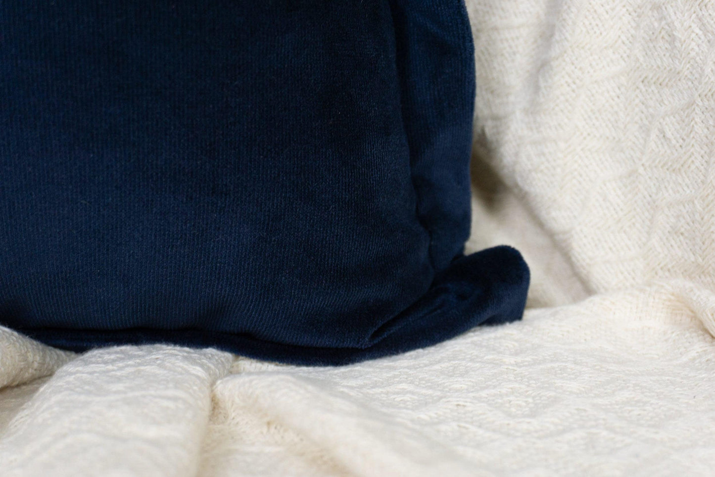 Velvet Dark Blue Flanged Pillow Cover, Navy Blue Oxford Style Cushion Cover, Modern Home Decor (Any Custom Size)