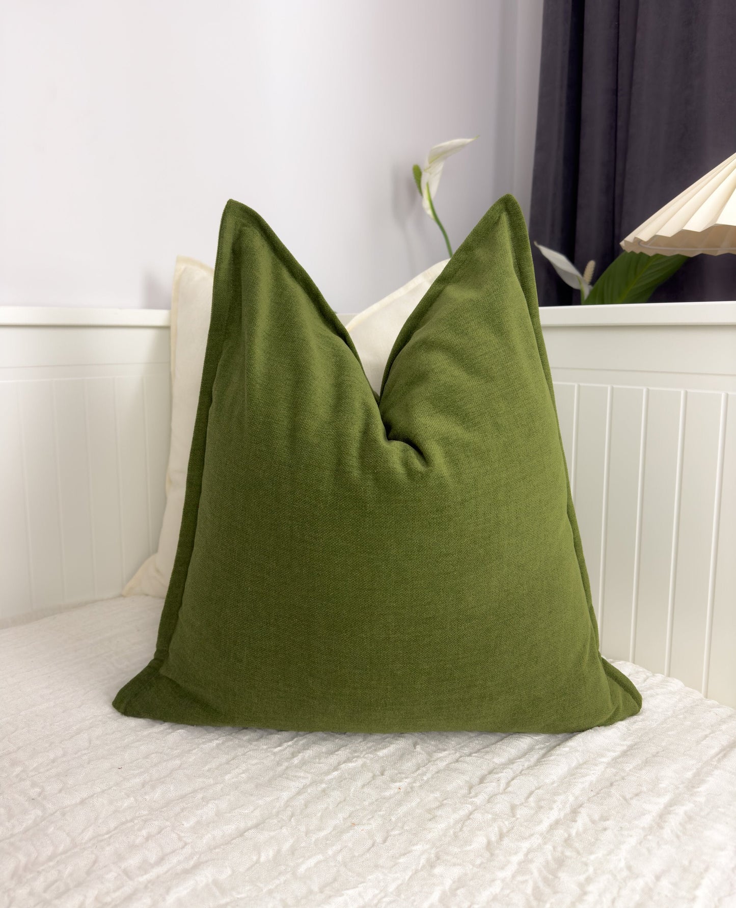 Cozy Linen Moss Green Scatter Cushion Cover Moss Green Throw Pillow Cover Lumbar Linen Cushion (Any Custom Size)