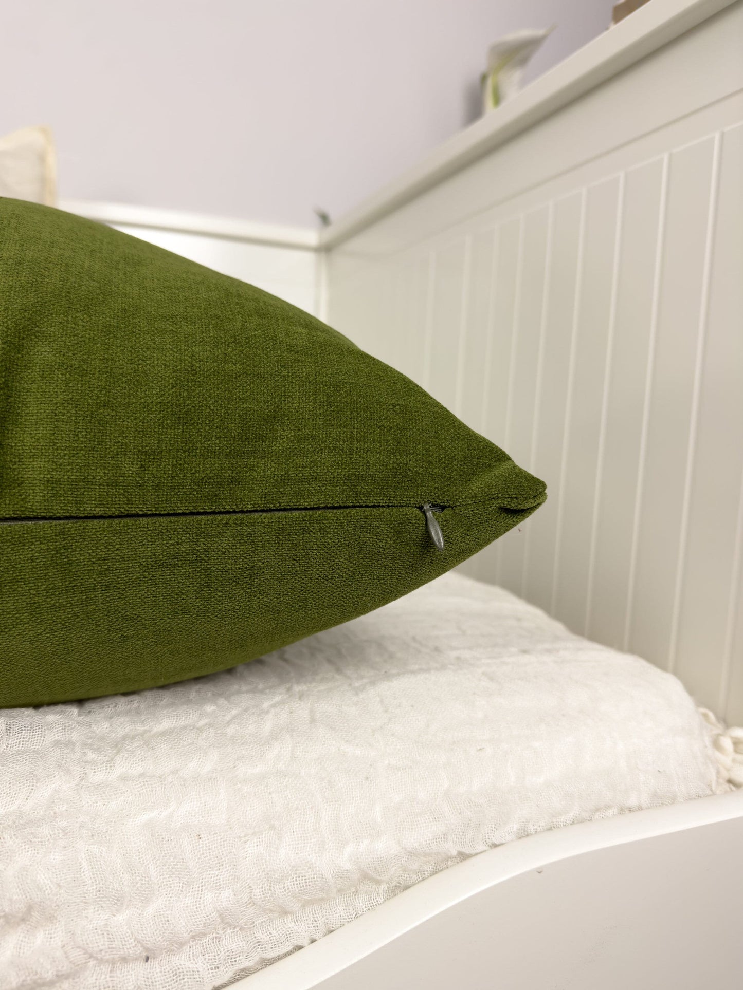 Cozy Linen Moss Green Scatter Cushion Cover Moss Green Throw Pillow Cover Lumbar Linen Cushion (Any Custom Size)