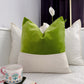 Apple Green Velvet Cosy Cream Linen Colourblock Cushion Cover, Colourblock Scatter Cushion Covers (All Sizes)