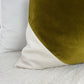 Velvet Colourblock Cover Khaki Green Off White Scatter Cushion Cover (All Sizes)