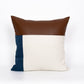 Colourblock Cushion Cover Suede Leather Navy Blue Cream Linen Scatter Cushion Cover