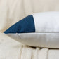 Colourblock Cushion Cover Suede Leather Navy Blue Cream Linen Scatter Cushion Cover