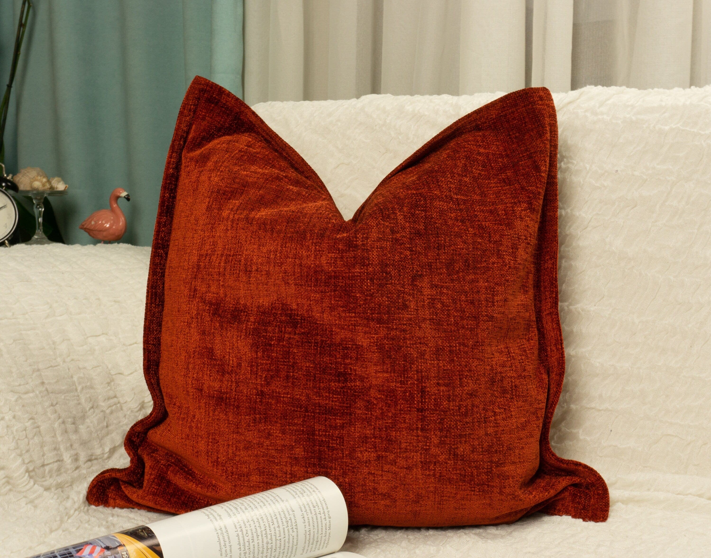 Chenille Terracotta Cushion Cover Scatter Rust Chenille Throw Pillow C Home Twist