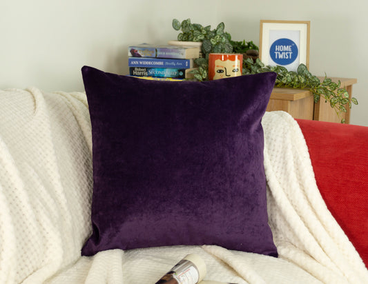 Handmade Velvet Aubergine Cushion Cover, Purple Throw Pillow cover l Cushion Cover 40x40 & 43x43cm