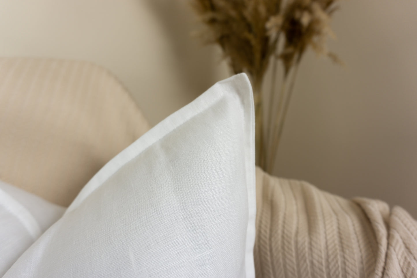 Natural Cotton Linen White Cushion Cover, White Linen Throw Pillow Cover(All Sizes)