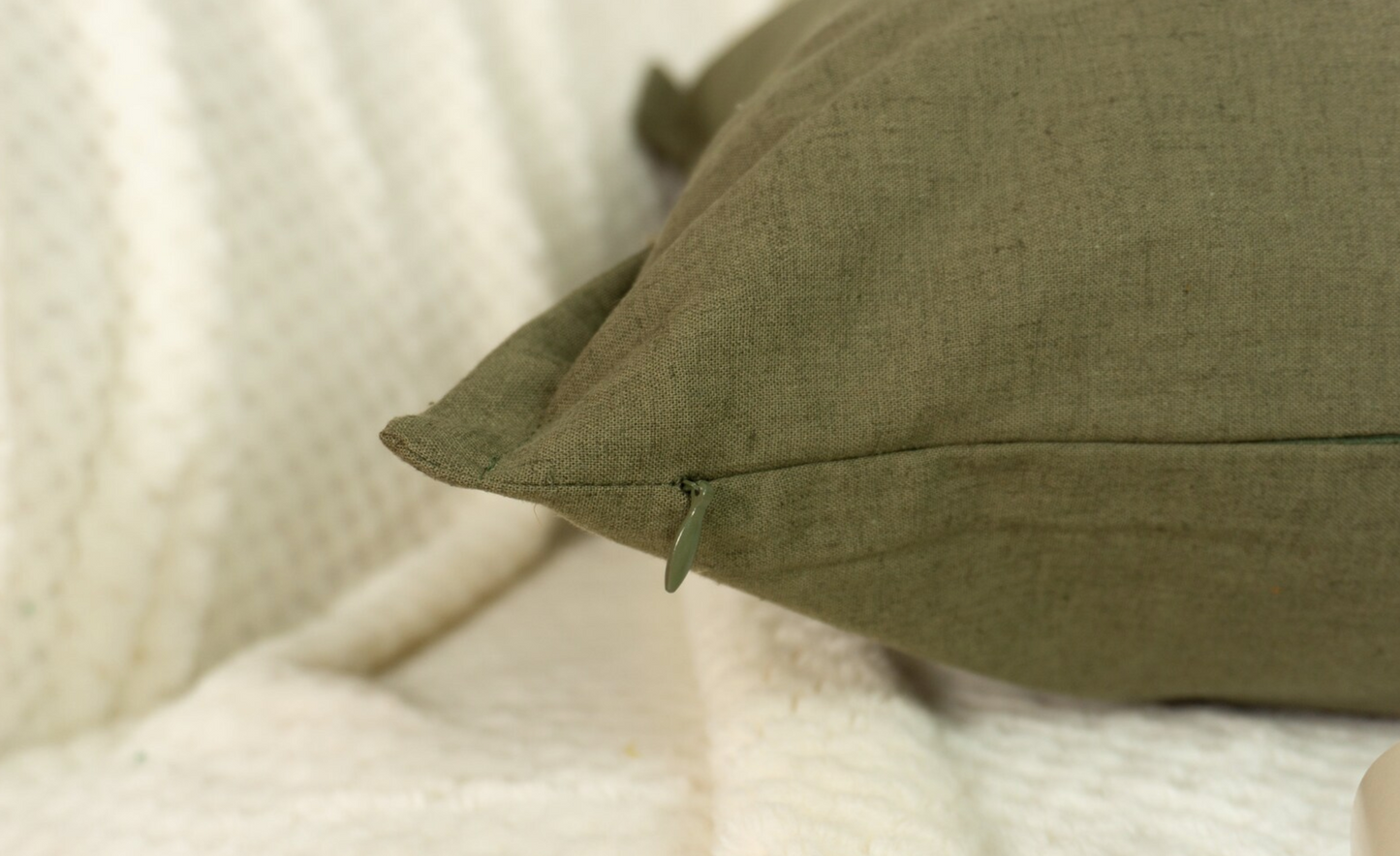 Cotton Linen Moss Green Cushion Cover, Linen Green Throw Pillow Cover, Decorative Linen Pillows 18x18'' 20x20''