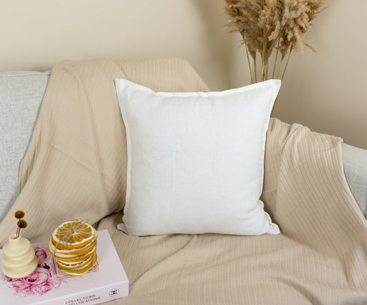 Natural Cotton Linen White Cushion Cover, White Linen Throw Pillow Cover(All Sizes)