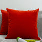 Cotton Velvet Tomato Red Cushion Cover, Rust Red Velvet Cushion - Pillow Cover for Home Decor