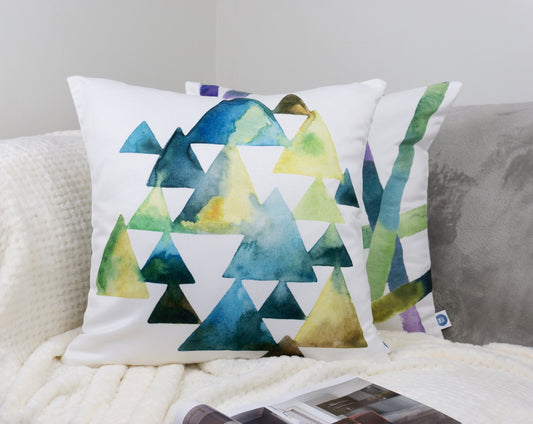 Geometric Pattern Design Set of 4 Velvet Cushion Set 18" x 18" for Home, Livingroom, Bedroom, Garden and Nursery Decor