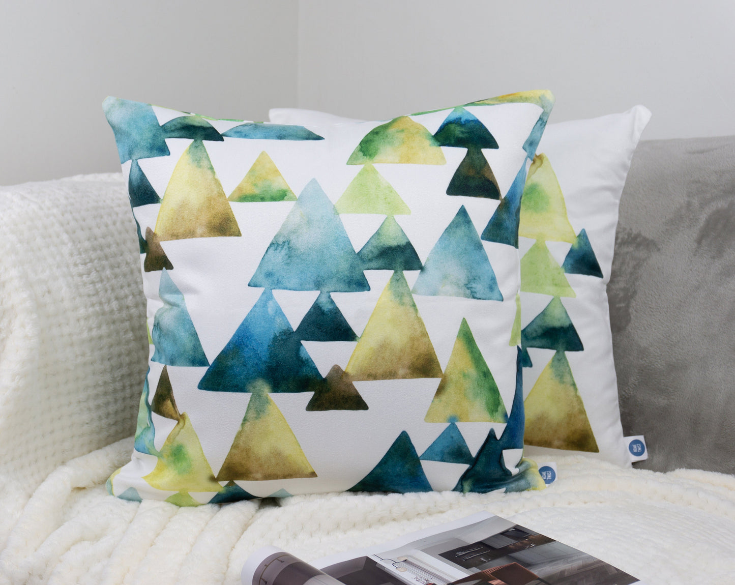 Geometric Pattern Design Set of 4 Velvet Cushion Set 18" x 18" for Home, Livingroom, Bedroom, Garden and Nursery Decor