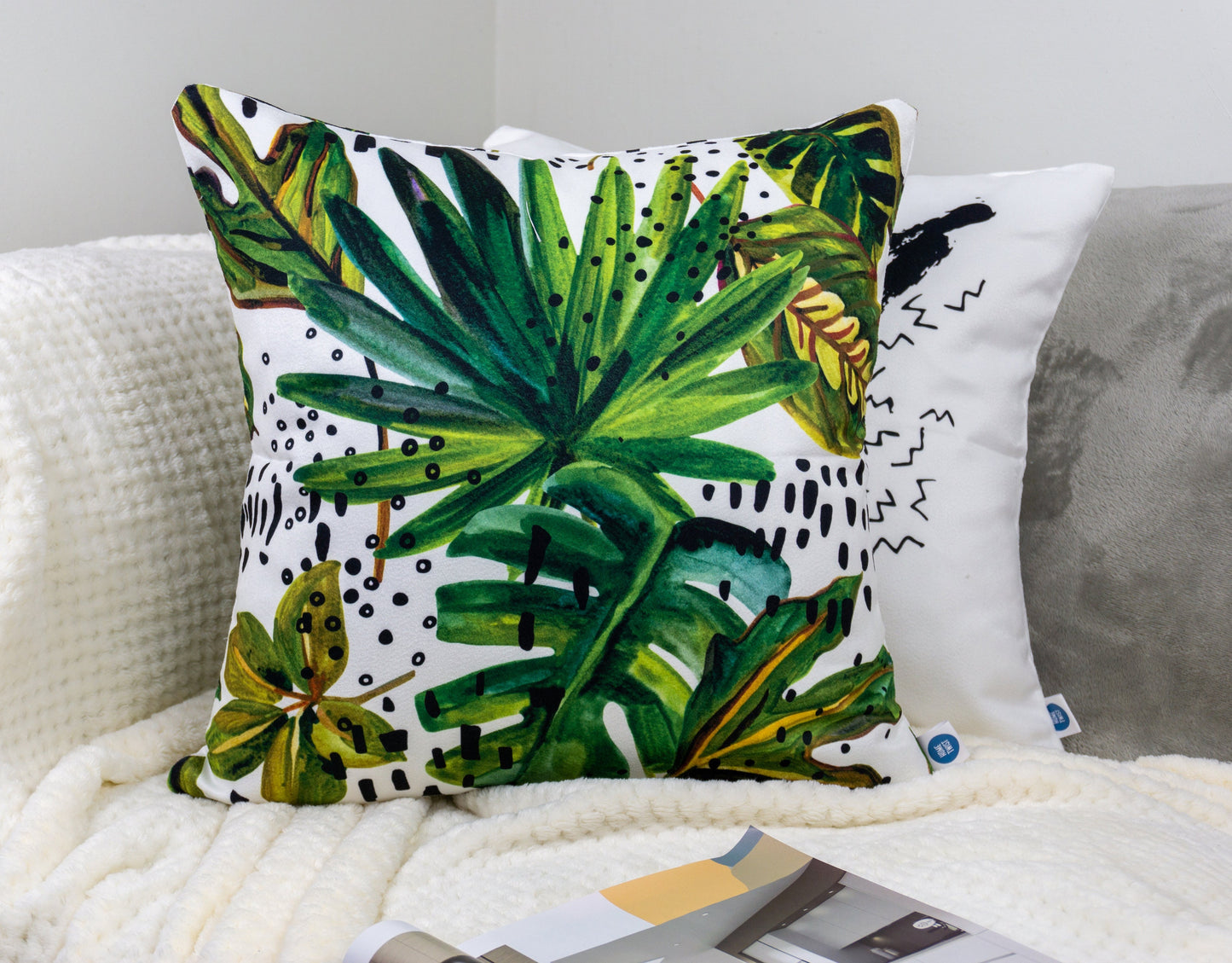 Set of 4 Plant Pattern Double Side Cushion Covers, 45x45cm, 18x18Inches